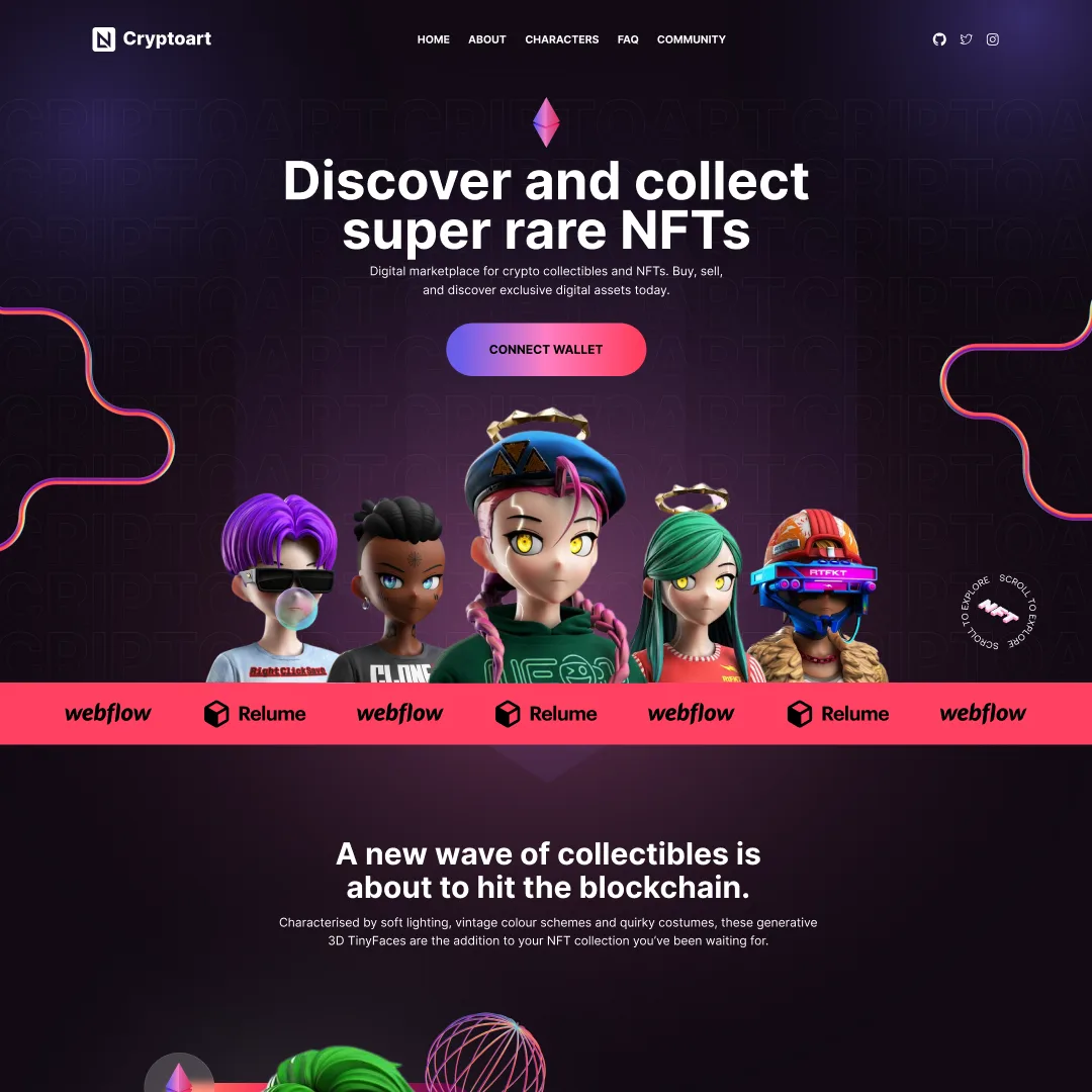 Landing page - NFT-платформа