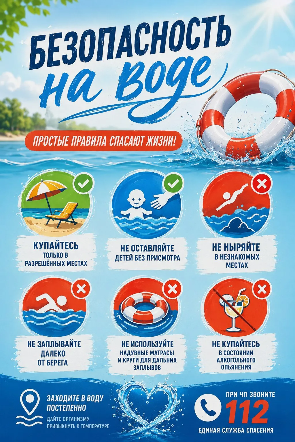 Безопасность в приоритете!

🌊 Мы собрали главные правила, которые спасают жизнь, в одной карточке

