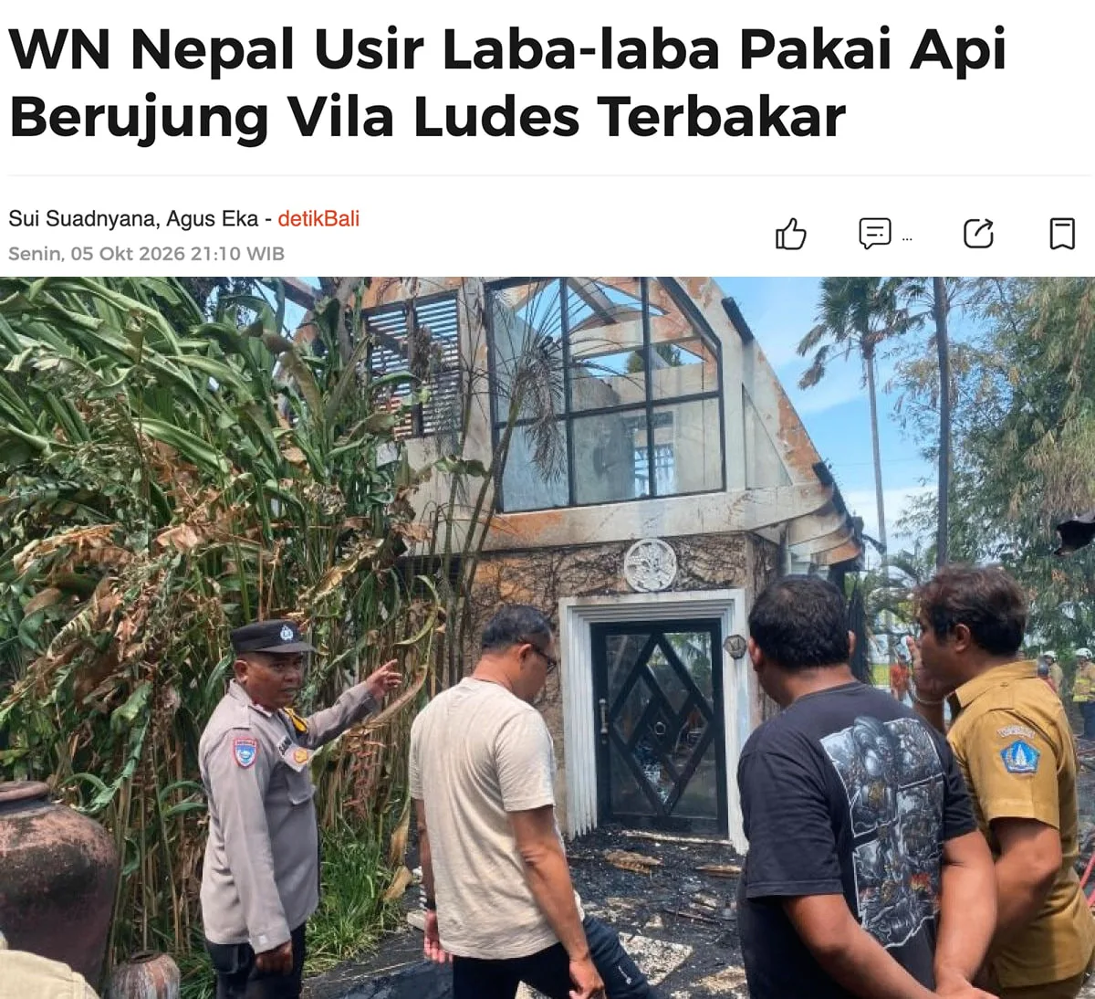 🇮🇩 На Бали турист спалил к чертям виллу, пытаясь прогнать пауков.