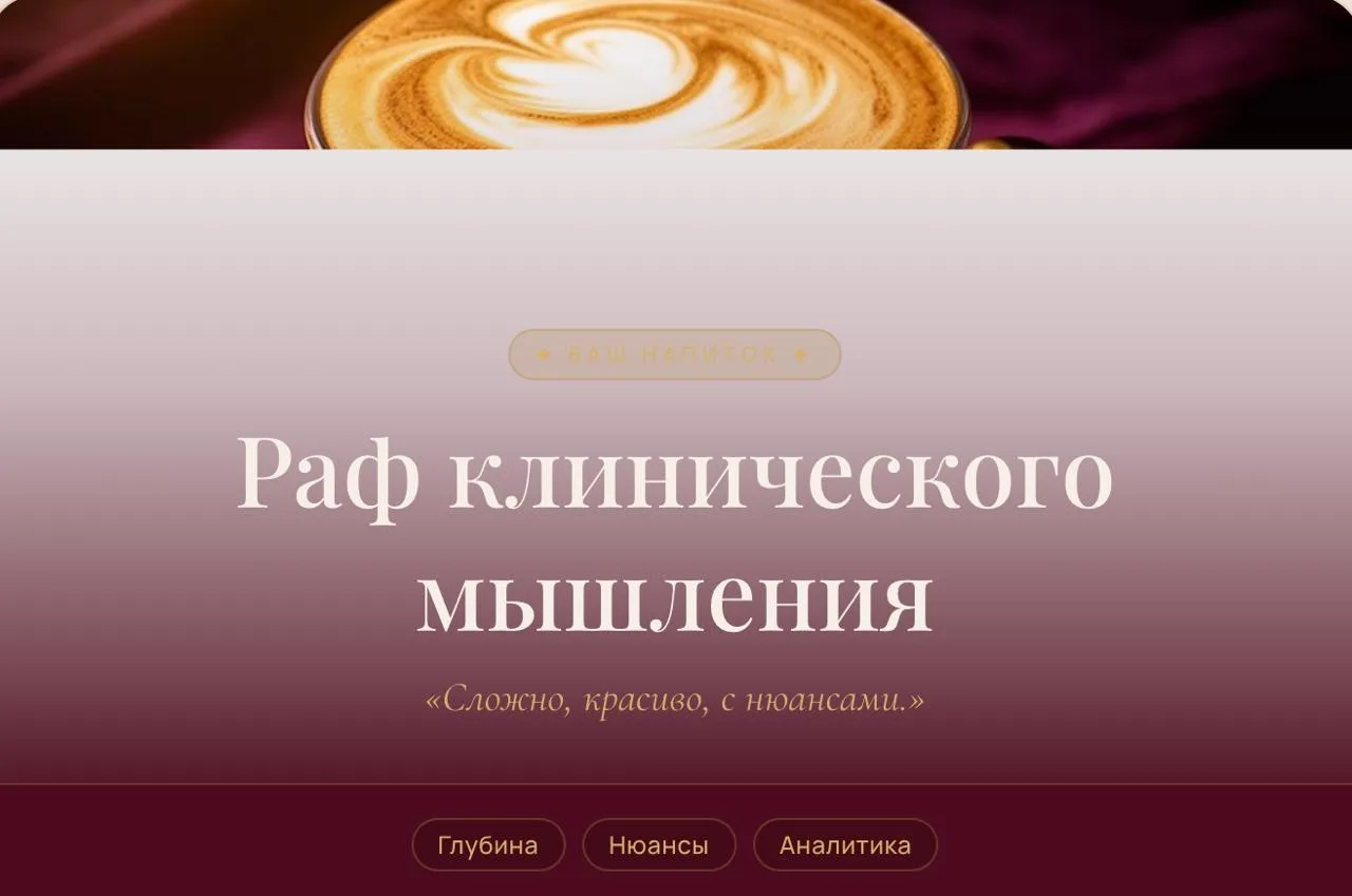 Я хоть и не пью и не пила совсем кофе ( никогда и никакой ) оказалась рафом клинического мышления ))