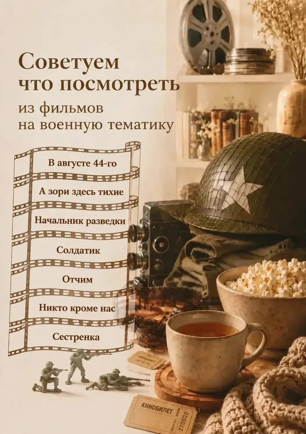 Сегодня советуем что посмотреть из фильмов на военную тематику🌟

Ждём вас:
📍 Наши адреса:
• ул. Вз