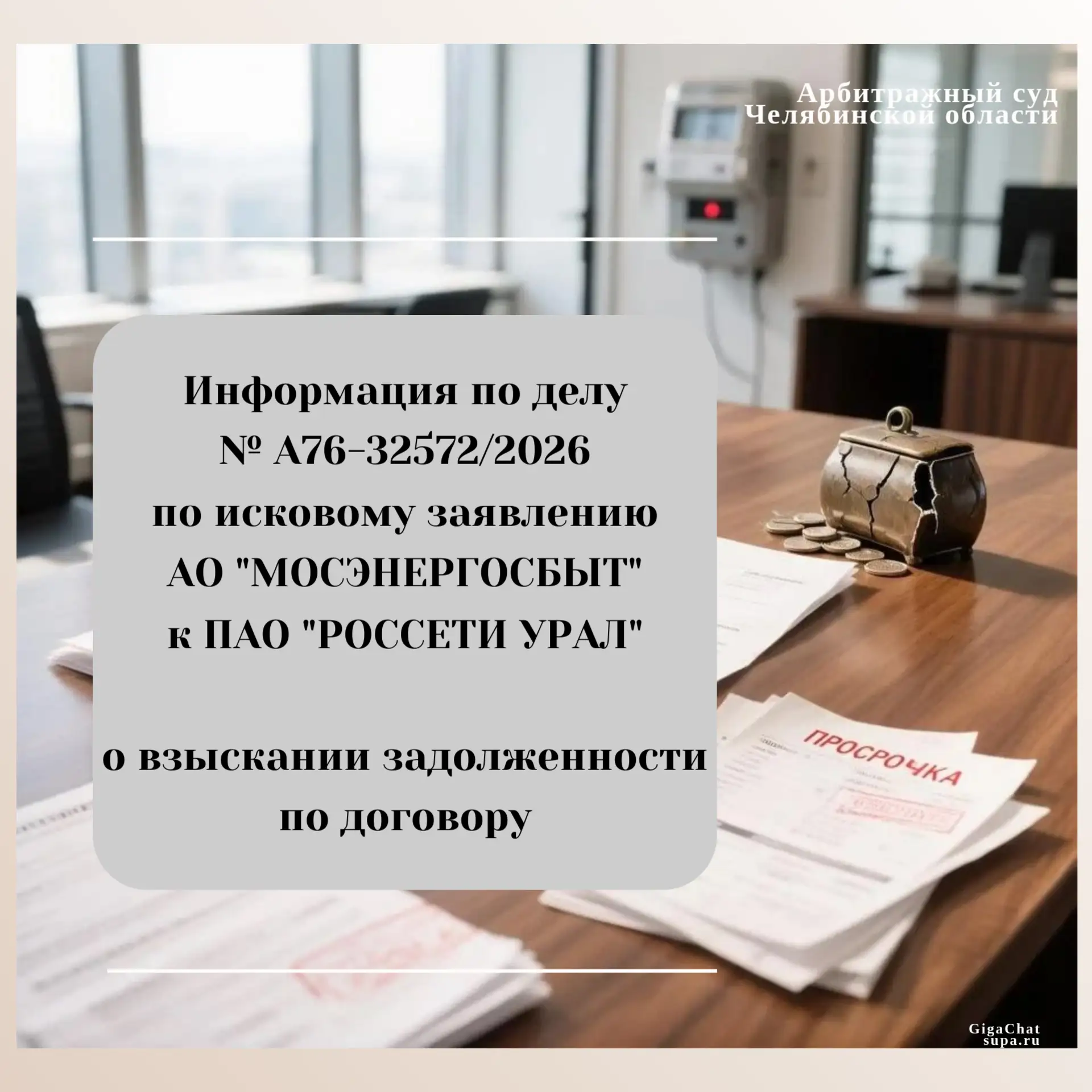Информация по делу № А76-32572/2026 по исковому заявлению