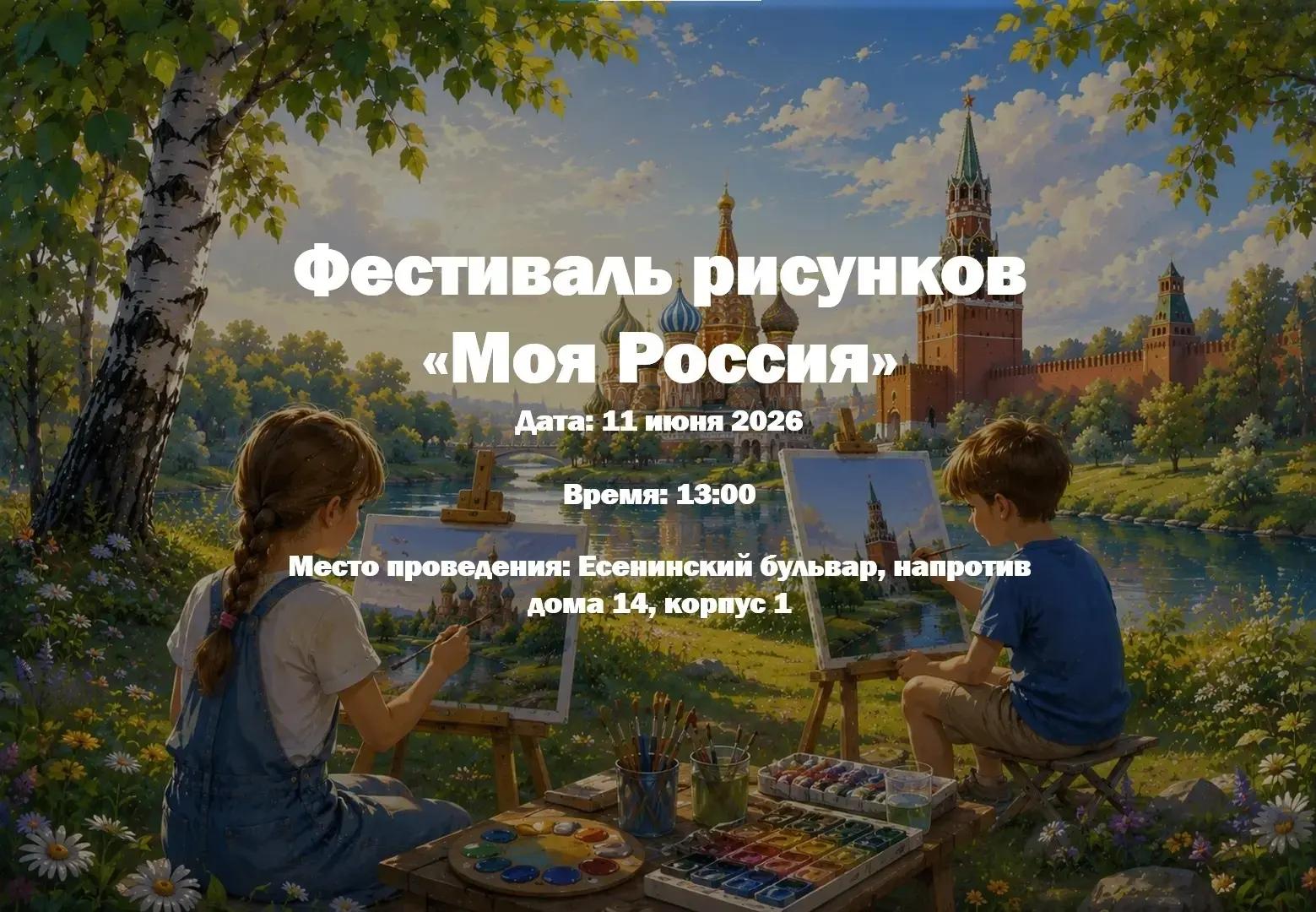 Жулебино | Выхино | Кузьминки | Москва🏡

Фестиваль рисунков «Моя Россия» состоится на Есенинском бу