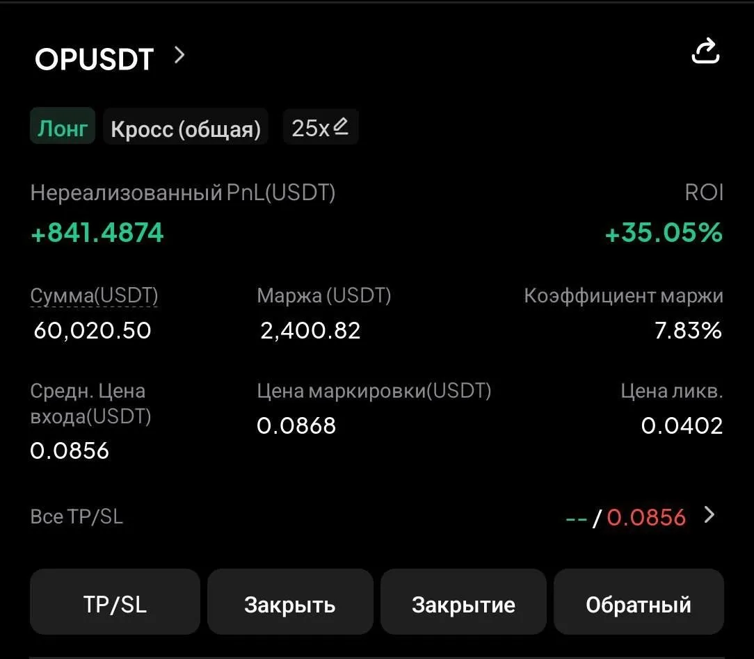 ▪️ OP, забрали первый тейк, зафиксировал 50% и остаток ушел в бу.