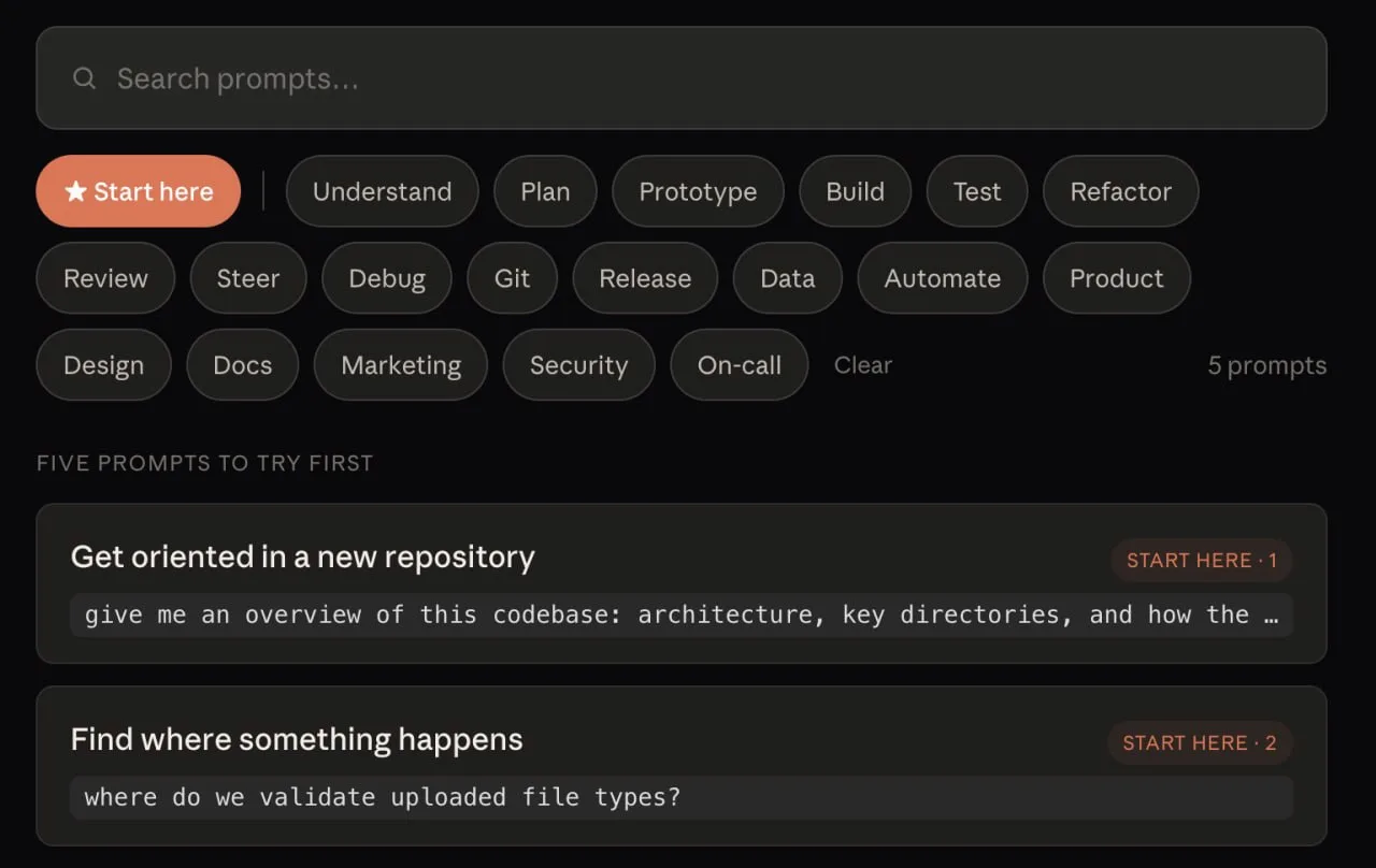 🤩 Anthropic выпустила новую библиотеку подсказок для Claude Code прямо в документации 

Пока что та