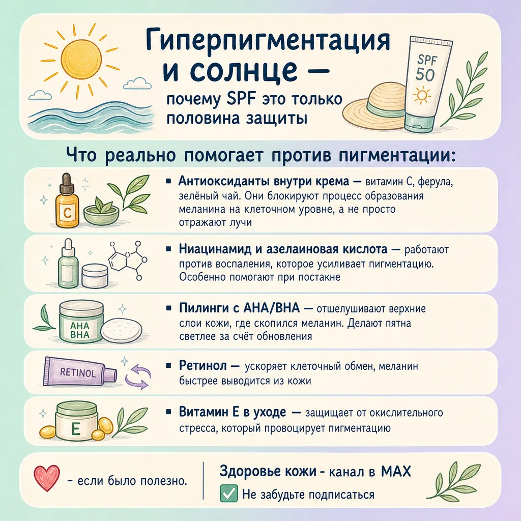 ☀️Гиперпигментация и солнце — почему SPF это только половина защиты

Вы наносите SPF 50, но пигментн