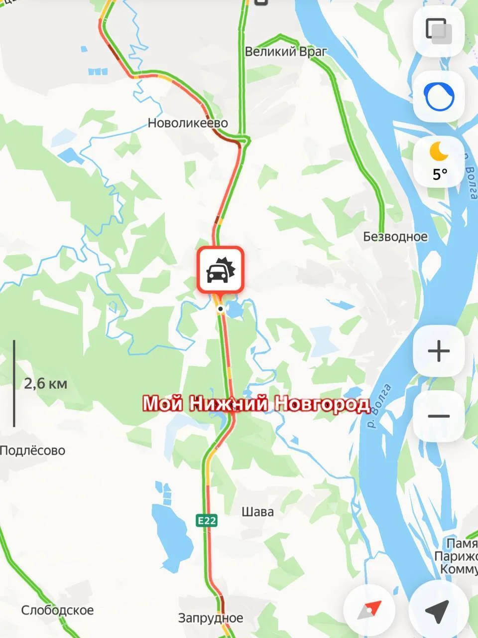 35-километровая пробка сковала трассу М-7 из-за аварии в районе Ветчака.