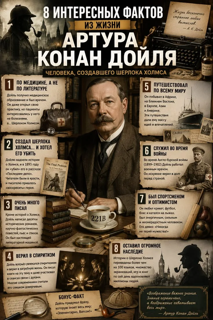 Интересные факты из жизни Артура Конан Дойля 📖📚