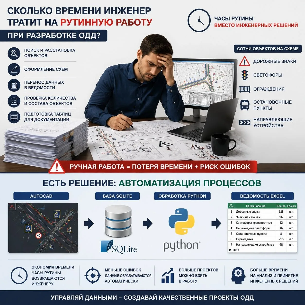 ⏱ Сколько времени инженер ОДД тратит на рутинную работу?