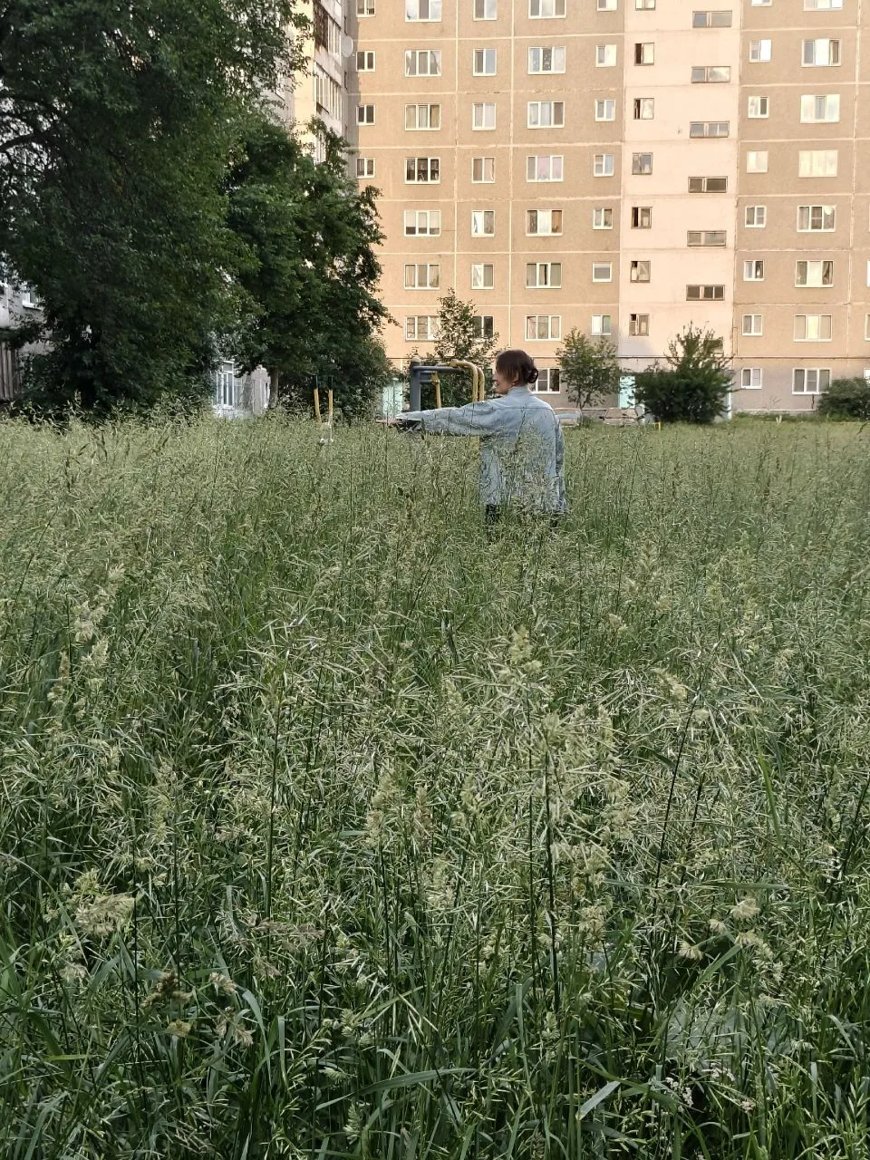 Во дворе на машиностроителей 2а скоро деткой площадки не видно будет , трава всё акупир...