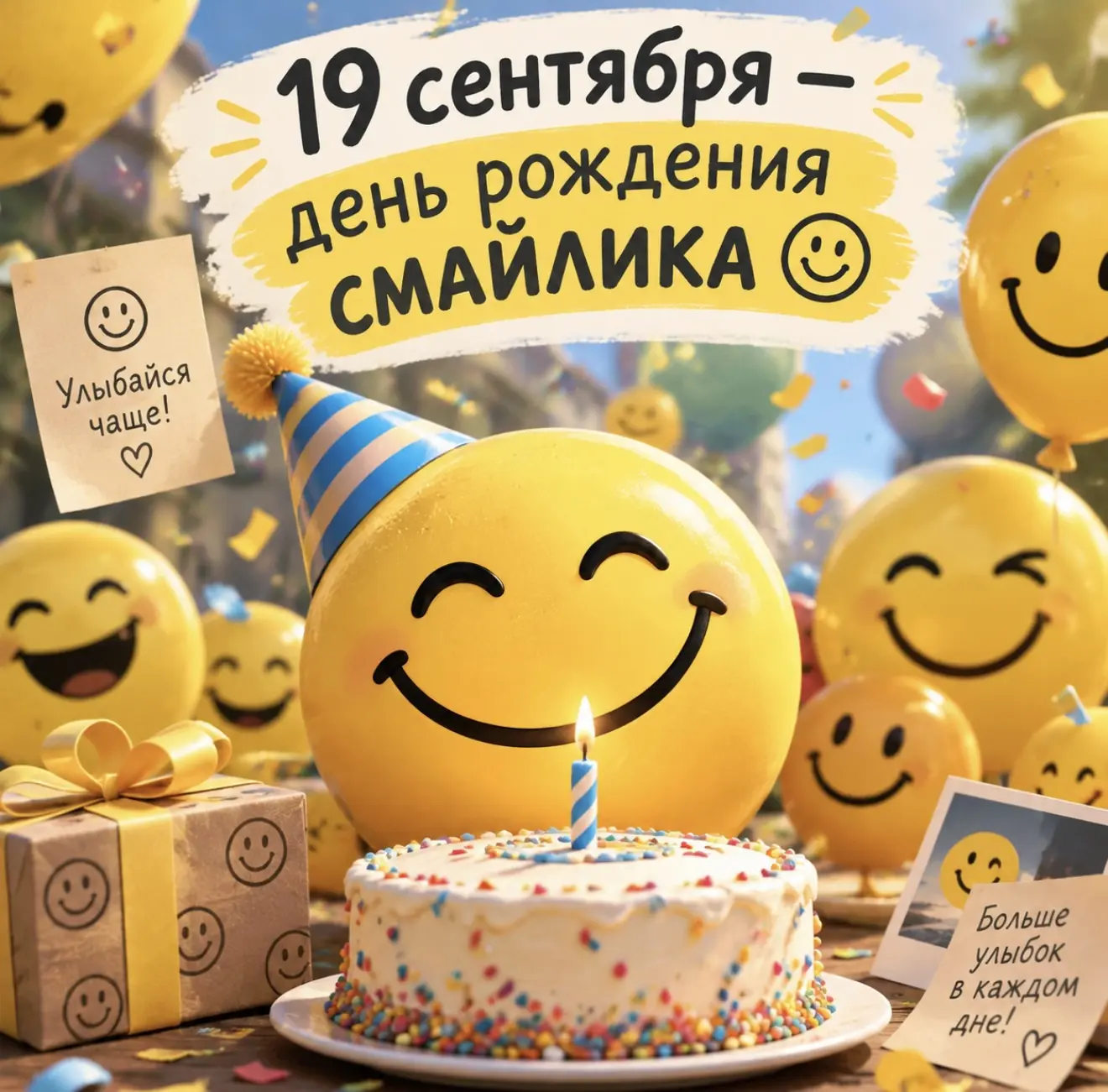 😊Улыбка, покорившая мир: 19 сентября — день рождения смайлика!