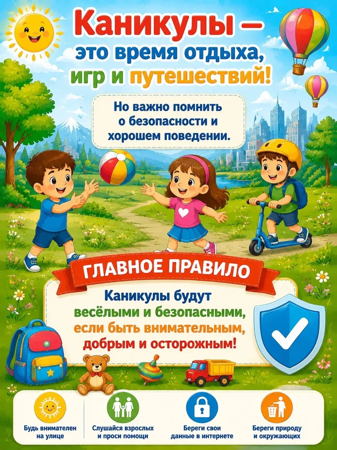 🚫Безопасность детей в период летних каникул — это комплексная задача, требующая вниман...