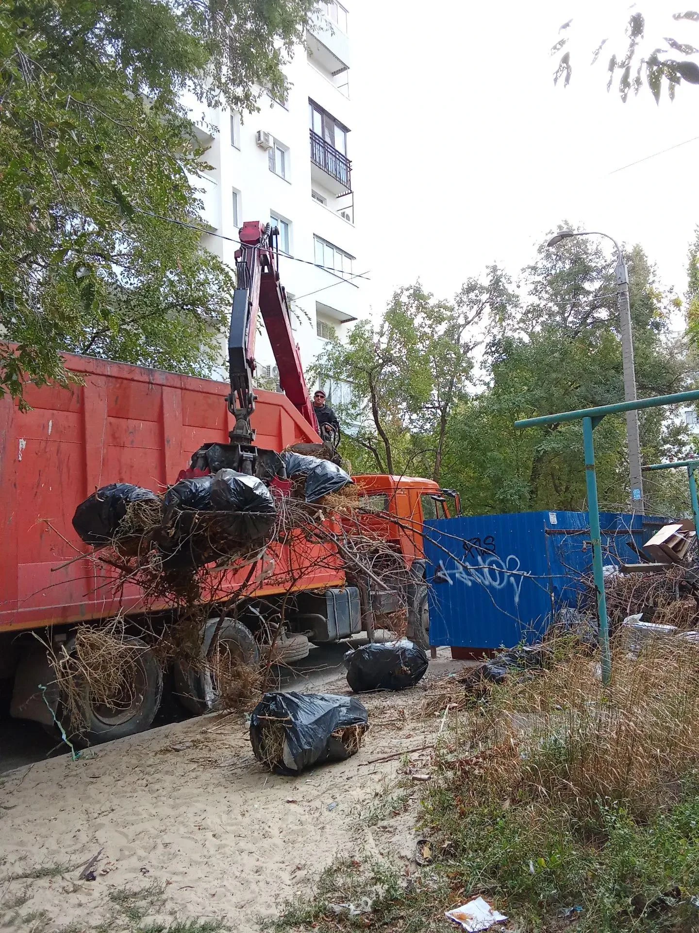 Таращанцев 27 зачистка контейнерной площадки от веток