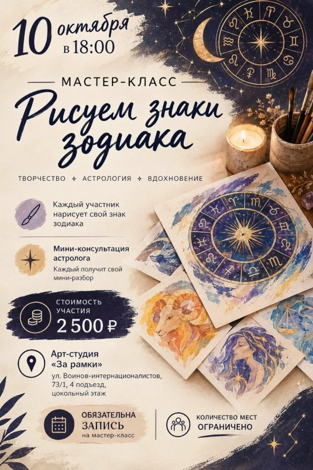 В эту субботу 10 октября в 18:00 пройдет творческий мастер-класс, на котором будем рисо...