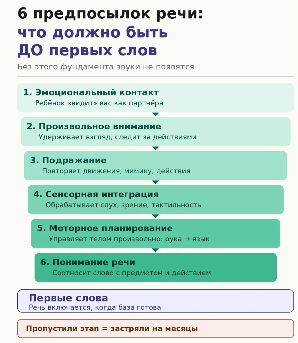 "ПРЕДПОСЫЛКИ РЕЧИ: ЧТО ДОЛЖНО БЫТЬ ДО ПЕРВЫХ СЛОВ"

Первые слова ребёнка — это верхушка айсберга, ос