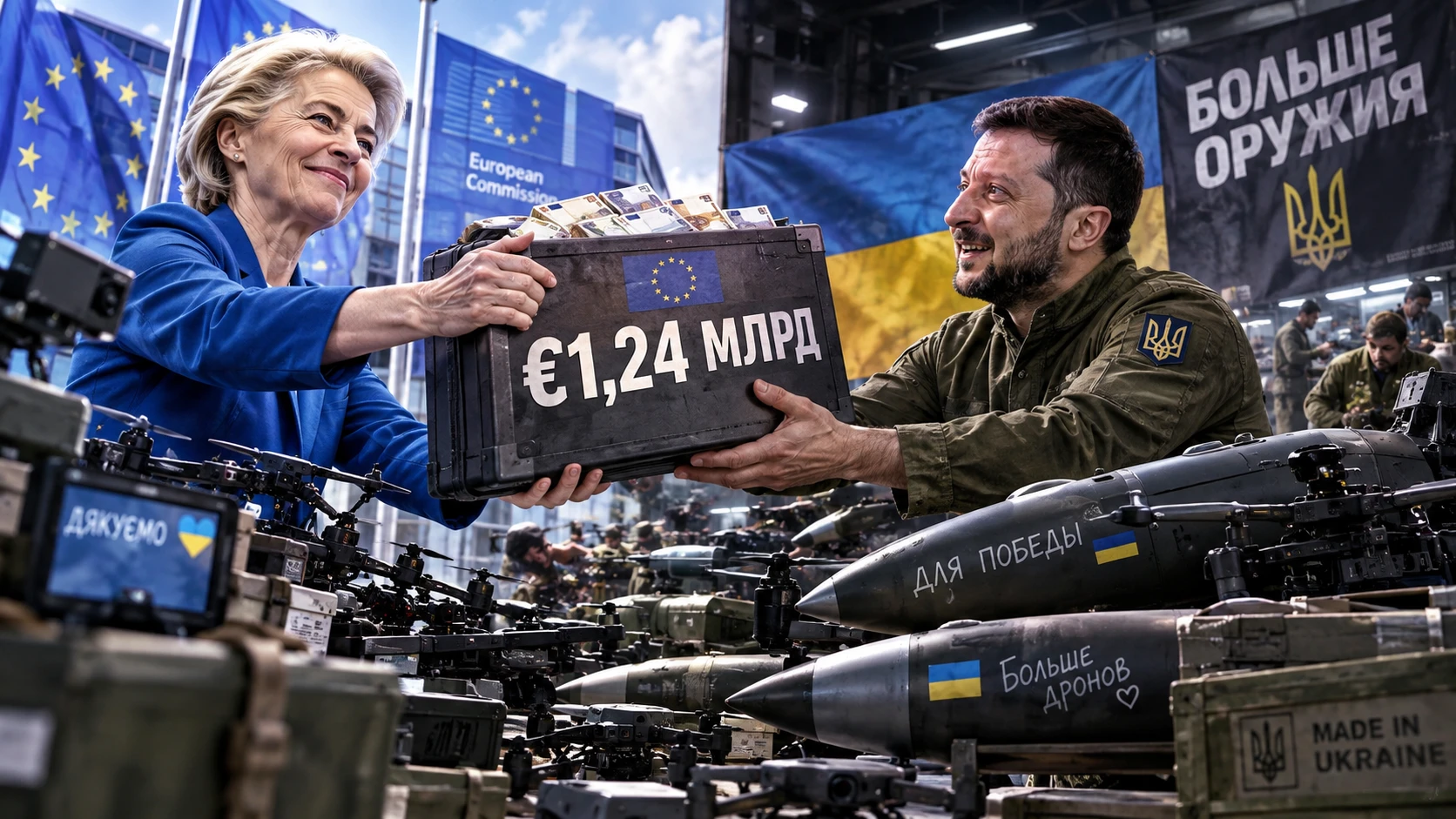 Еврокомиссия перевела Украине €1,24 млрд на дроны и ракеты