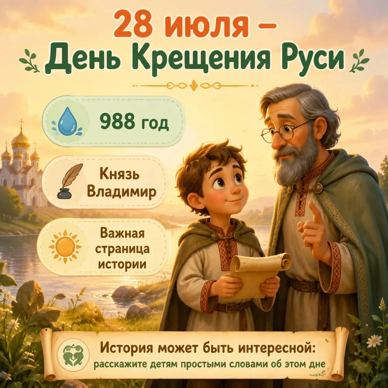 📜 28 июля — День Крещения Руси! 🏛️

Сегодня мы вспоминаем важное событие в истории нашей страны — 