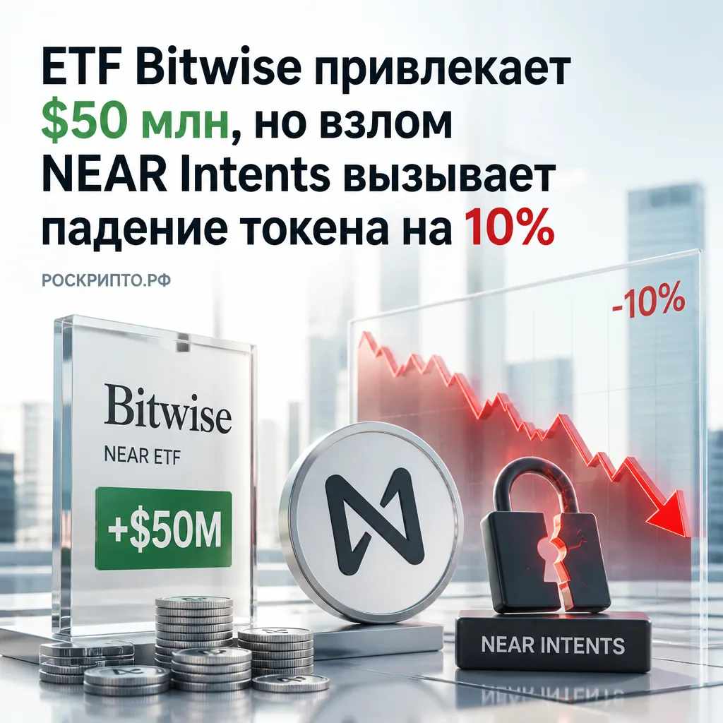 🛡️ ETF Bitwise привлекает $50 млн, но взлом NEAR Intents вызывает падение токена на 10%