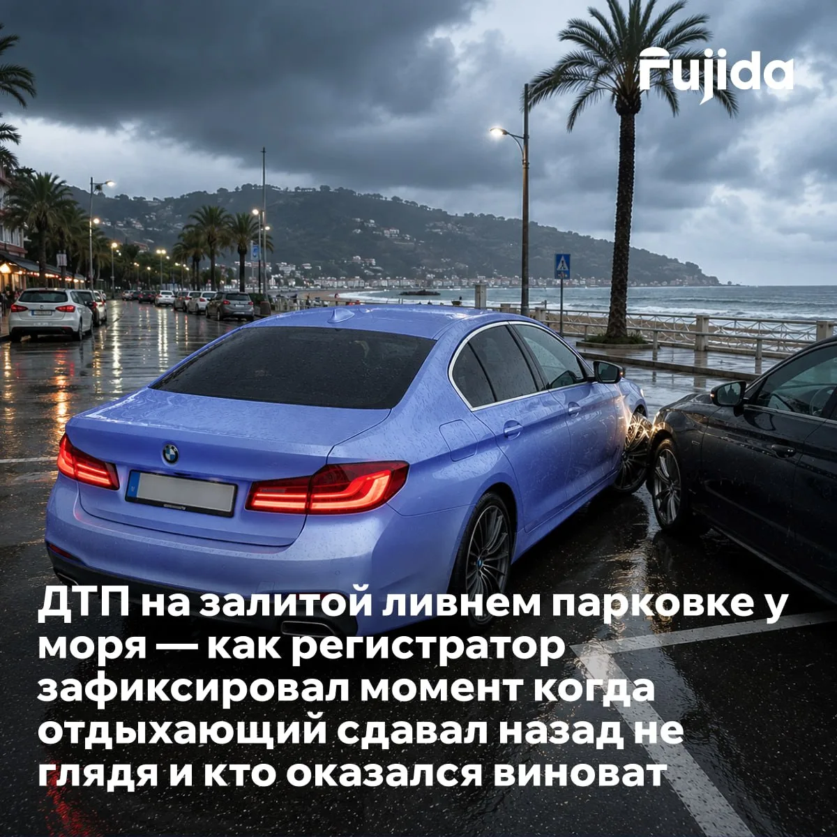 Кто виноват в ДТП на парковке при движении задним ходом?

🚨 На залитой ливнем парковке в Анапе води