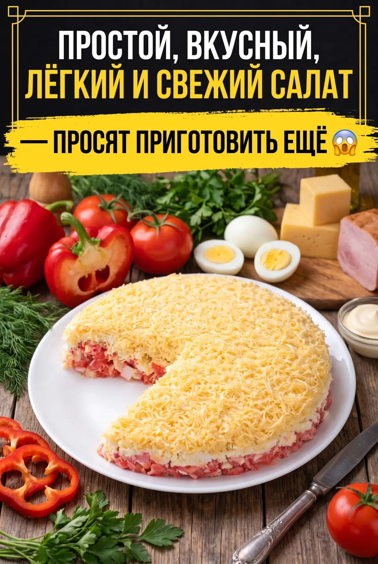 ПРОСТОЙ, ВКУСНЫЙ, ЛЁГКИЙ И СВЕЖИЙ САЛАТ — ПРОСЯТ ПРИГОТОВИТЬ ЕЩЁ 😲