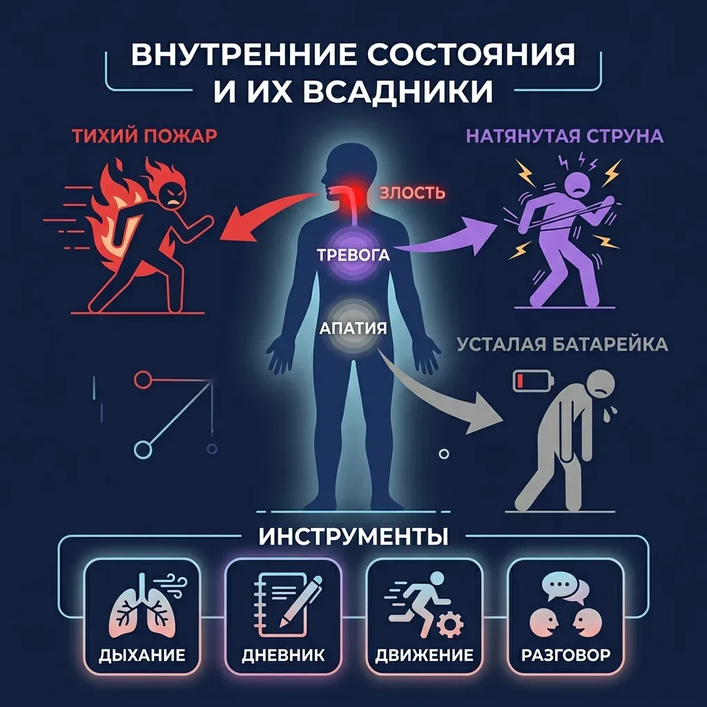 ПСИХОСОМАТИКА СТАРЕНИЯ: КАК ЭМОЦИИ ВЛИЯЮТ НА ЧЕТЫРЁХ ВСАДНИКОВ. 

Мы уже знаем, что тело и психика н