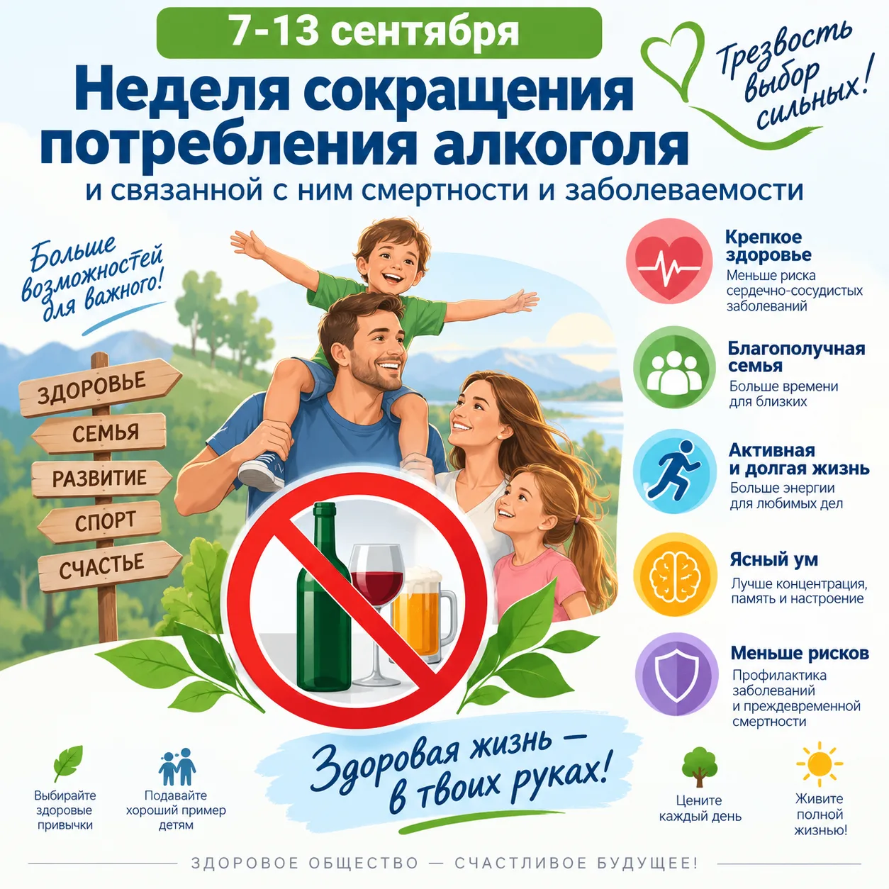 🍃 7–13 сентября — Неделя сокращения потребления алкоголя и связанной с ним смертности ...