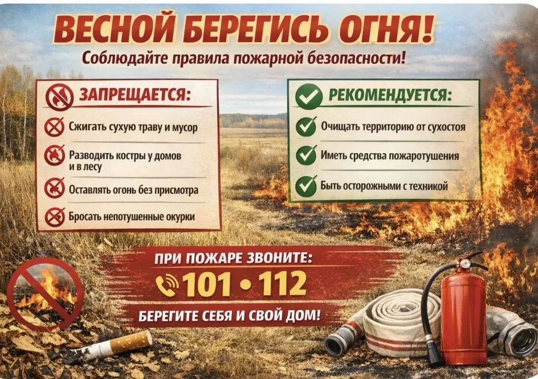 🔥 Весенний период — время повышенной пожарной опасности