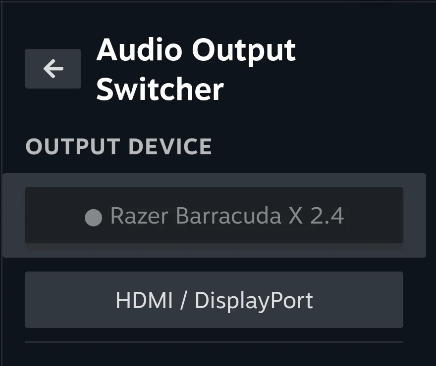В Decky Loader Россия обновлён плагин Audio Output Switcher