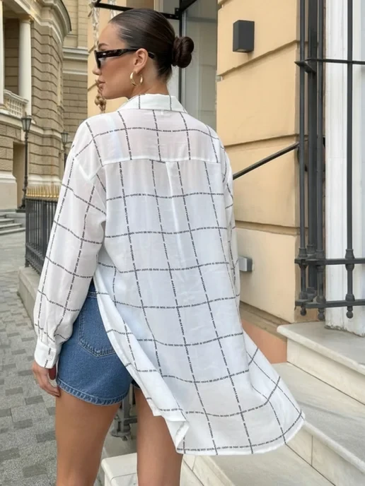 🛒 Туника пляжная летняя накидка в клетку