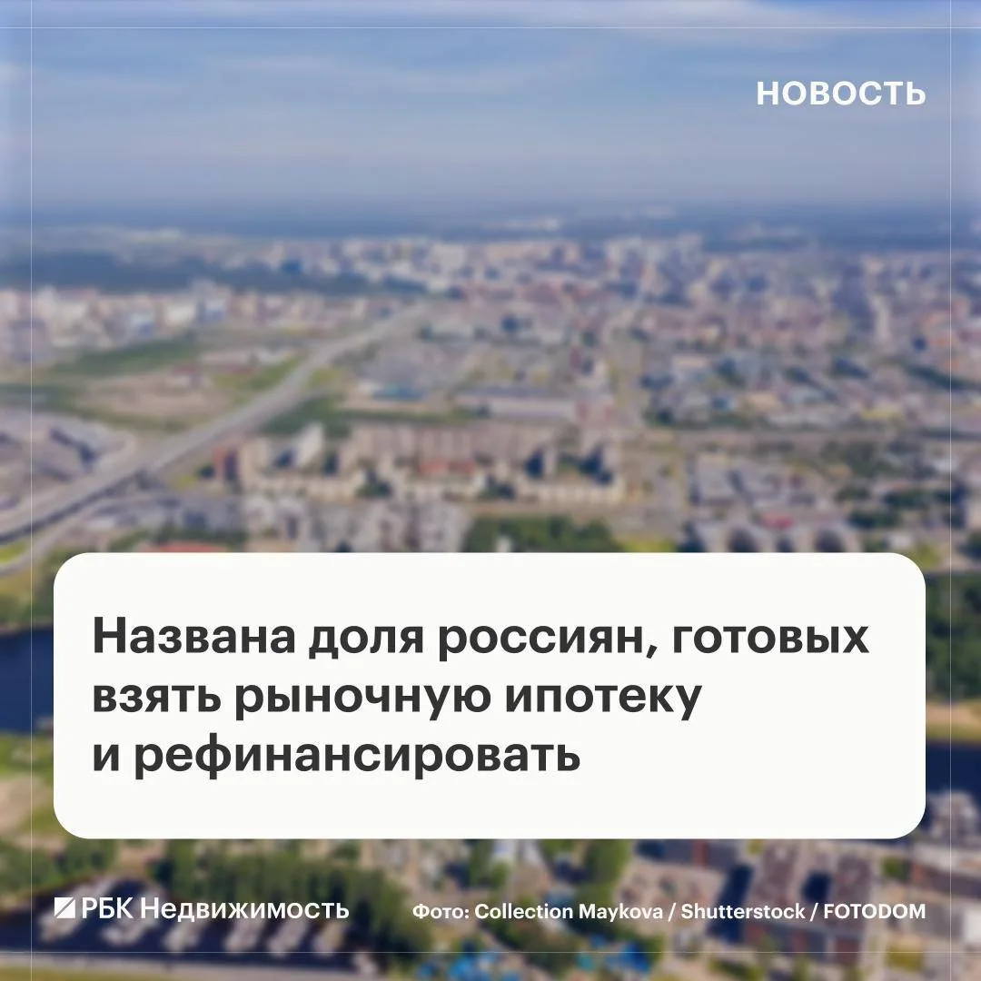 Почти 40% россиян, рассматривающих рыночную ипотеку для покупки жилья, готовы взять кре...
