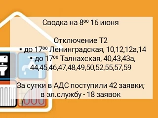 📊 Информация аварийно-диспетчерской службы УК Жилкомсервис-Норильск на утро вторника 

Сводка на 8⁰