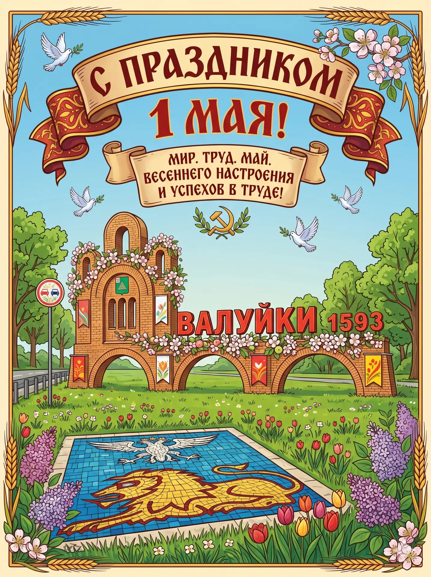 Впереди праздничные выходные!  Мы подготовили для вас красивые тематические открытки к Первомаю с из