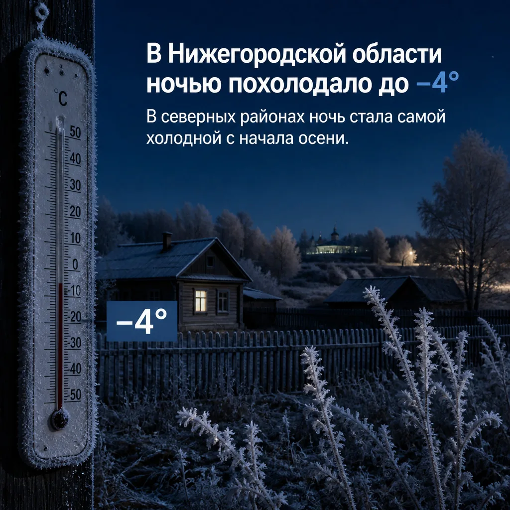 🥶 В Нижегородской области ночью похолодало до −4°