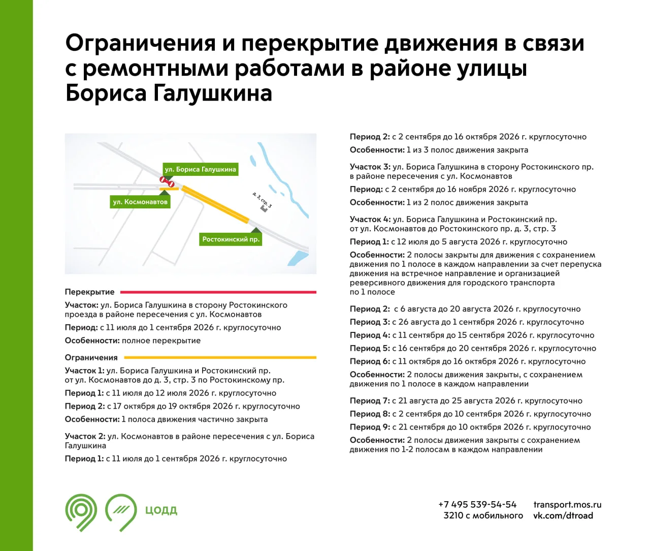 ⚠️Напоминаем, что до 1 сентября участок улицы Бориса Галушкина закрыт для проезда.