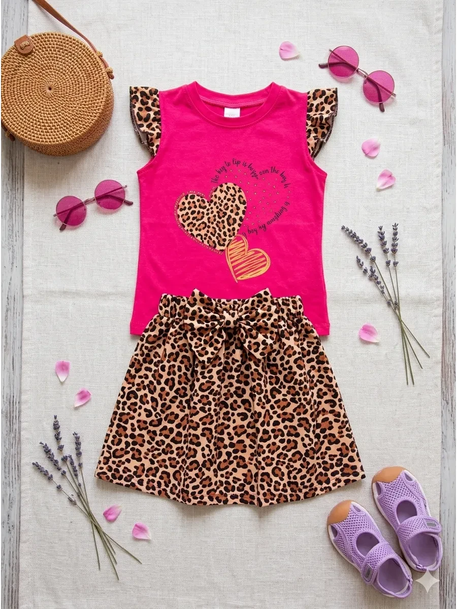🟩 52,6% Спортивный детский костюм с юбкой летний в садик | Hamdi Kids