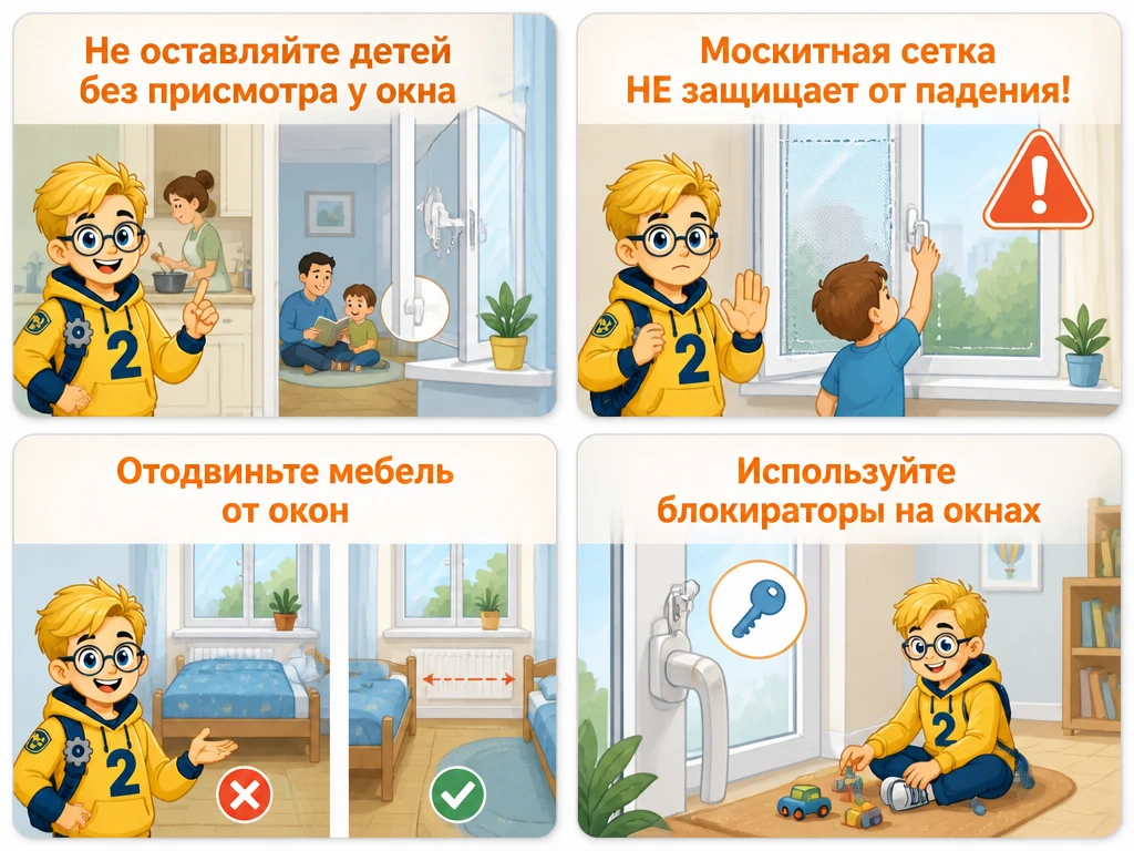 Безопасность прежде всего: почему нельзя играть у открытого окна? 
⁣
Лето — время прогулок, свежего 