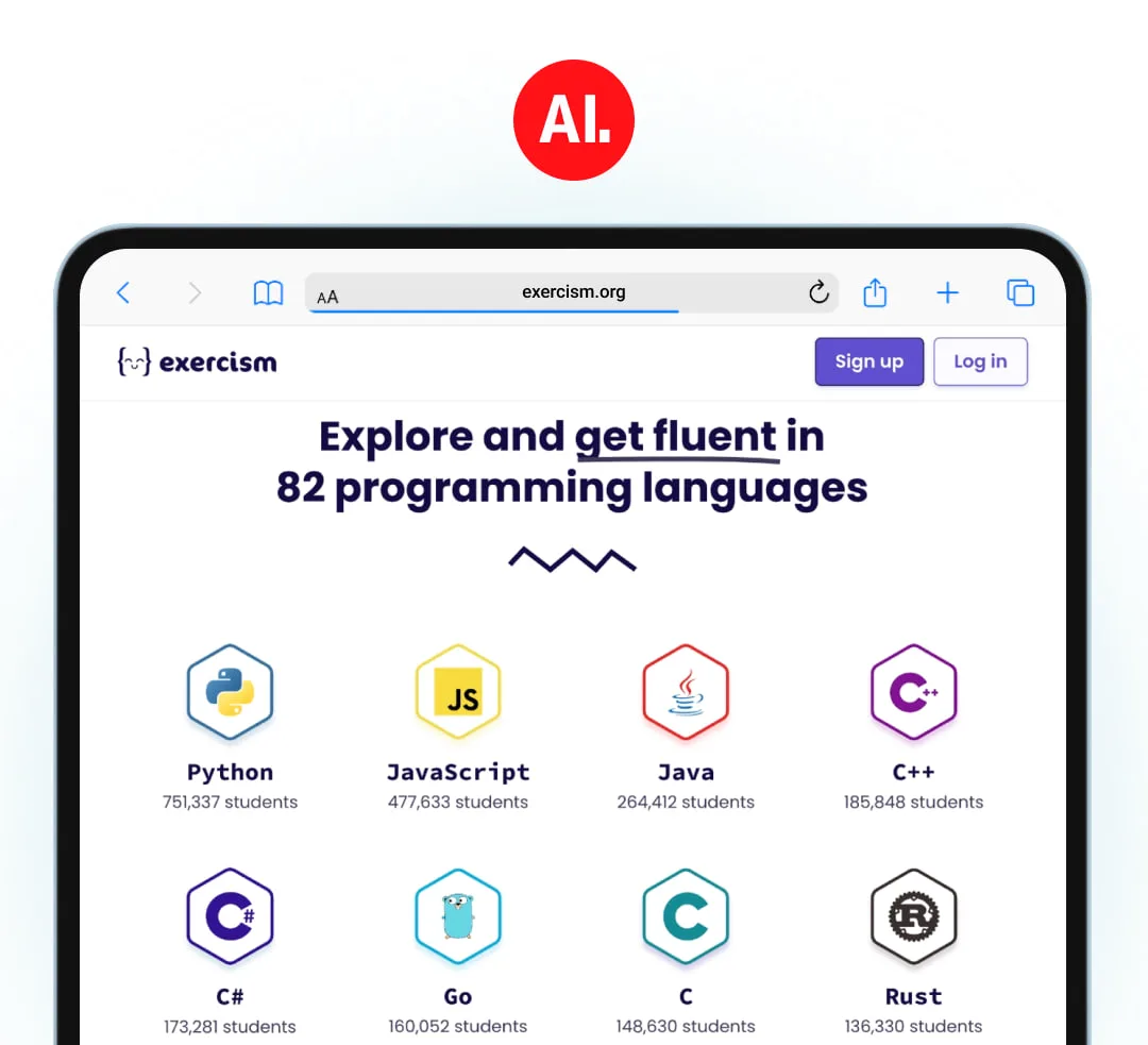 🎓 Бесплатные курсы по 82 языкам программирования можно проходить на платформе exercism.
