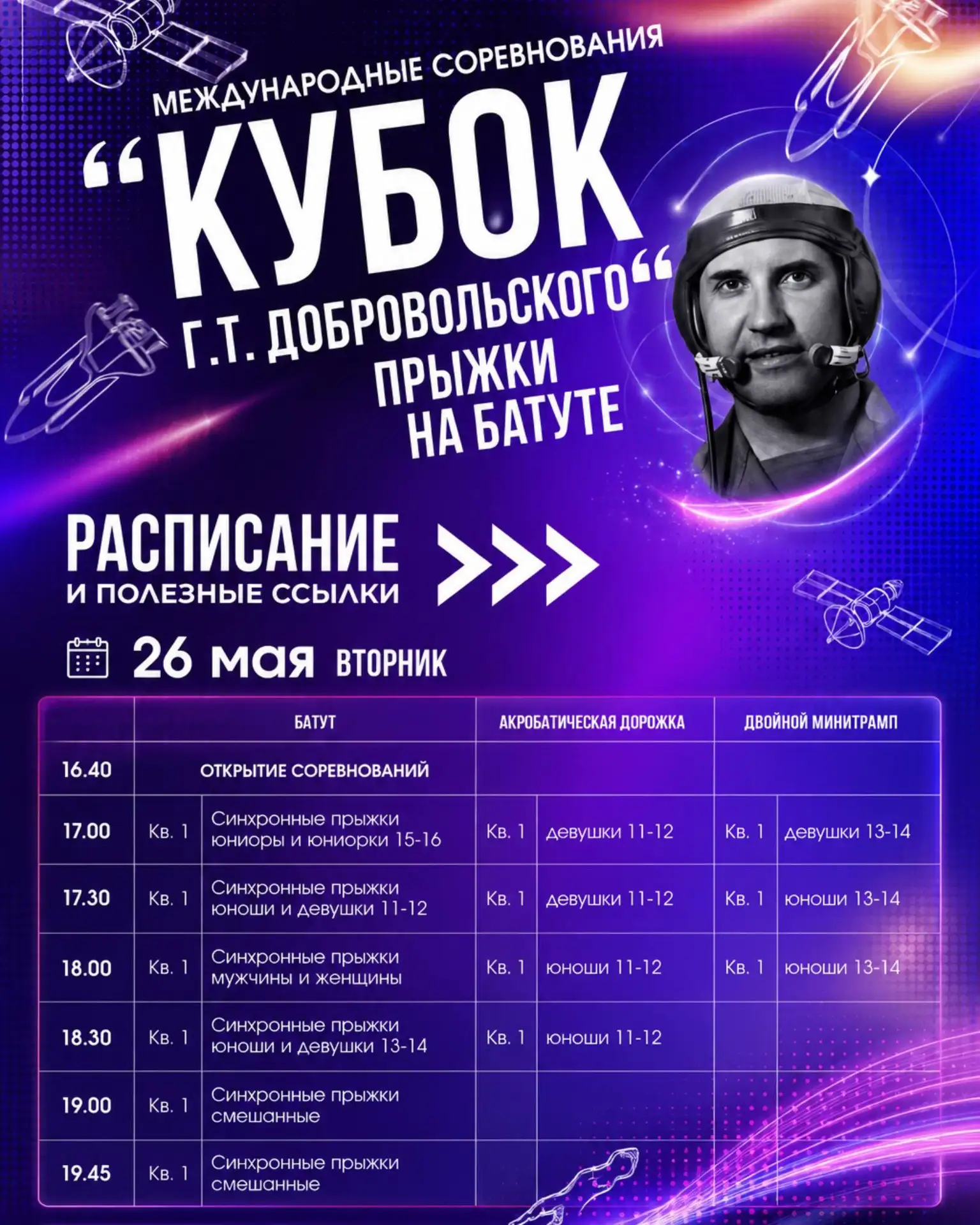 🏆Международные соревнования по прыжкам на батуте «Кубок Г.Т.Добровольского»