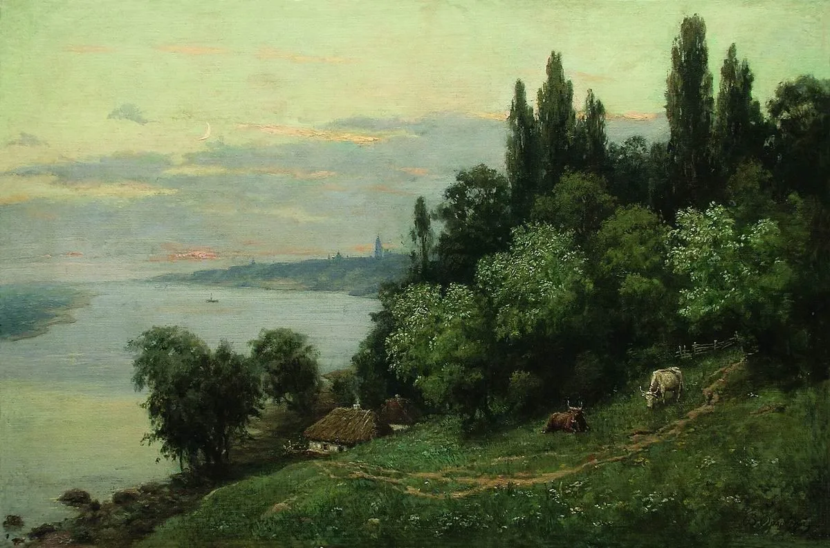 «Закат над рекой», 1890.
Холст, масло

— Орловский Владимир Донатович,
(1842–1914)

📍Частное собран
