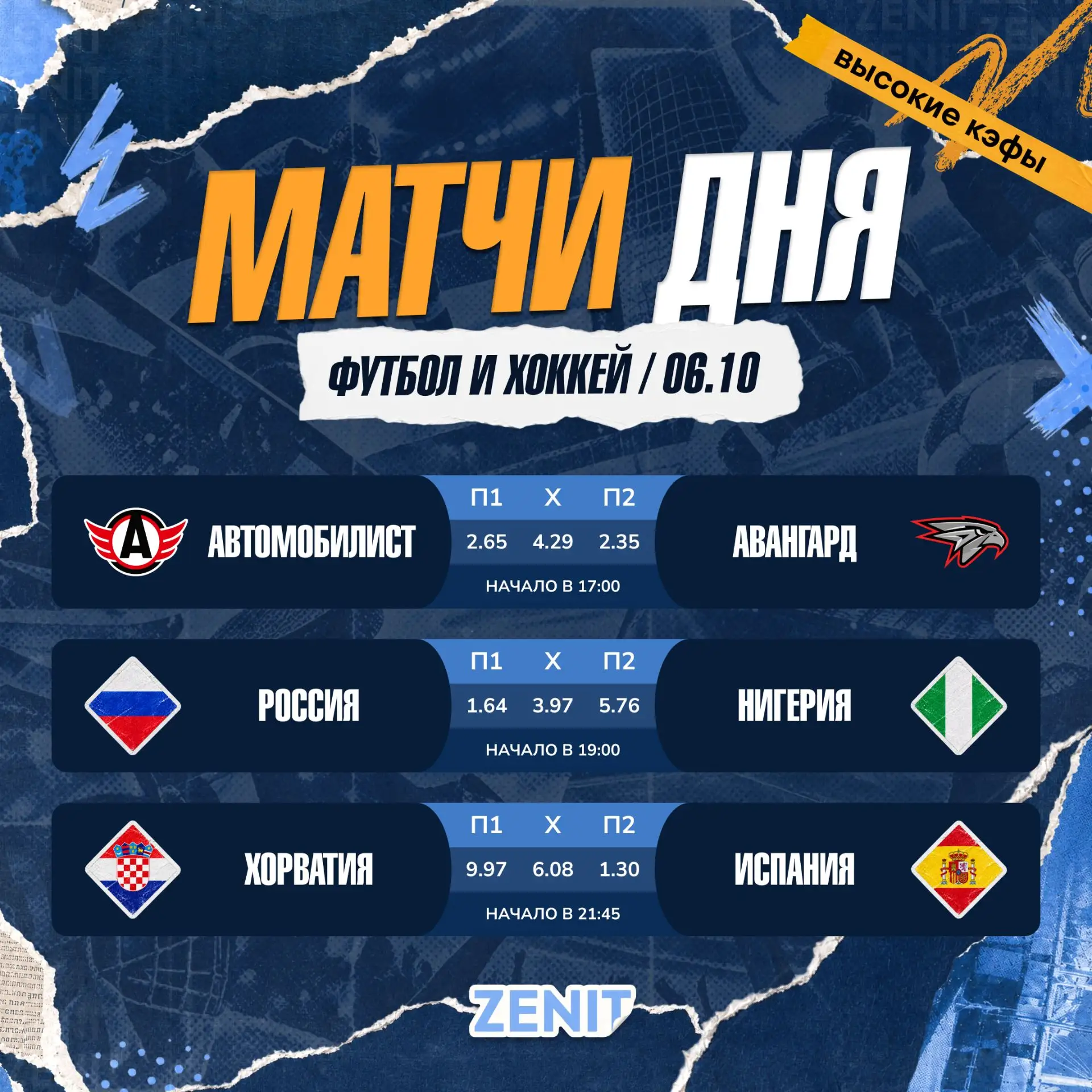 🔥 МАТЧИ ДНЯ: хоккейная заруба, Россия против Нигерии и проверка Хорватии чемпионом мира