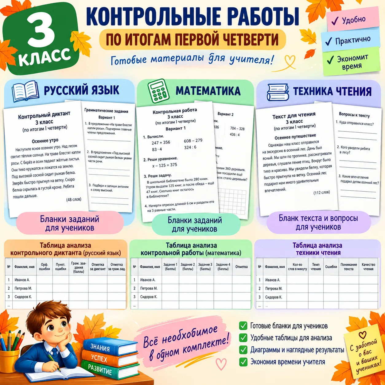 ♦️ ГОТОВЫЕ КОНТРОЛЬНЫЕ РАБОТЫ для 3 класса за 1 четверть