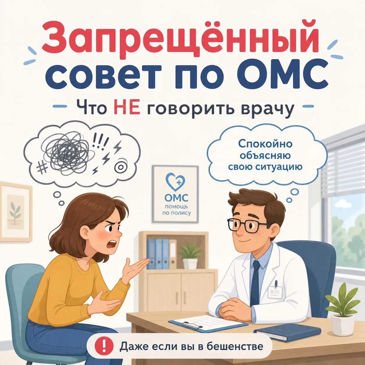 😤 Запрещённый совет по ОМС: что НЕ говорить врачу, даже если вы в бешенстве
😡 Система умеет доводи