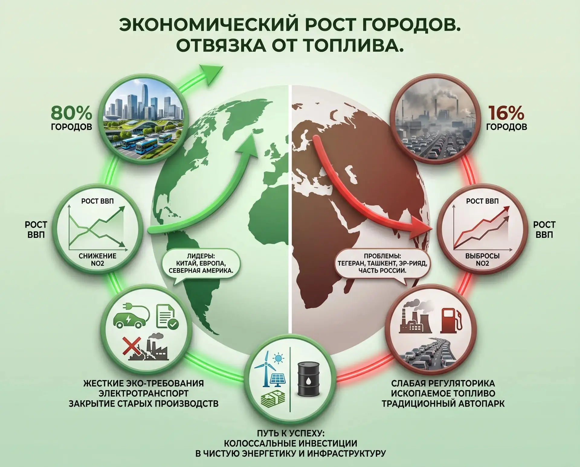 Экономический рост городов отвязали от сжигания топлива