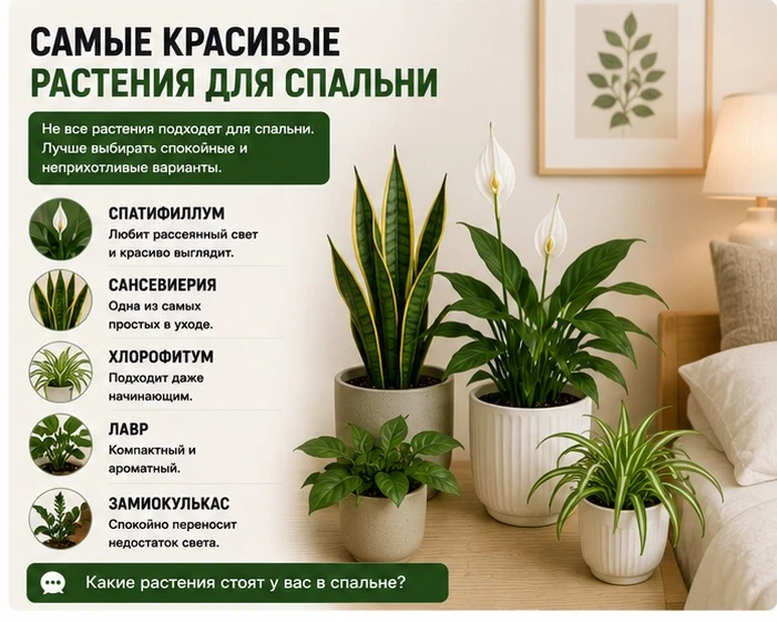Самые красивые растения для спальни

Не все растения подходят для спальни. Лучше выбирать спокойные 
