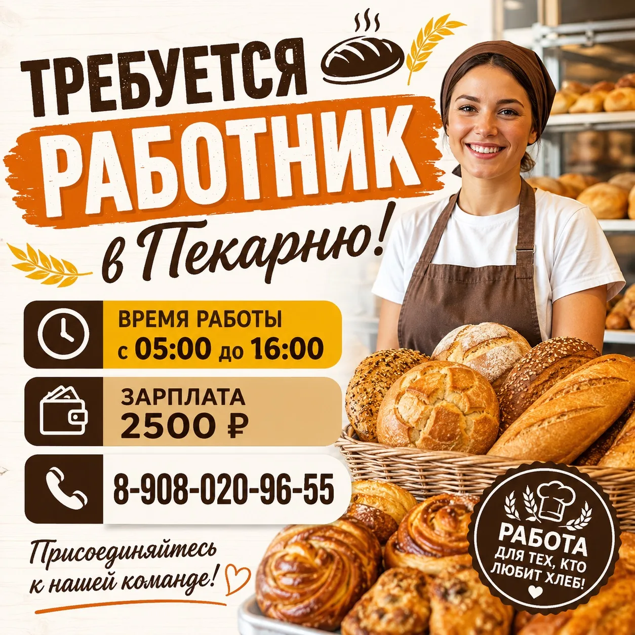 🌾Требуется работник в Пекарню !