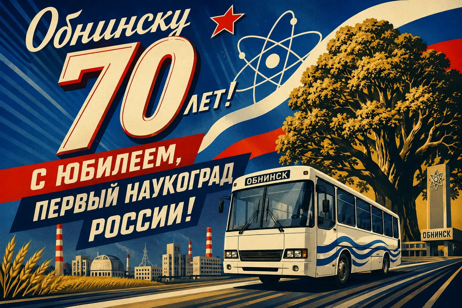 Уважаемые жители Обнинска!

Коллектив «Обнинского городского транспорта» поздравляет вас с 70-летним