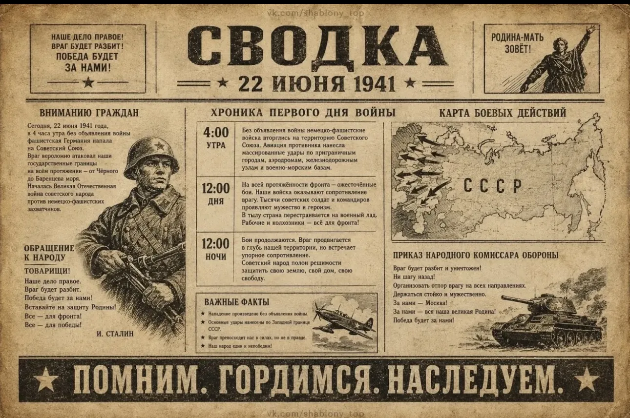 🕯 22 июня — День памяти и скорби.

В нашей школе кадеты и педагоги подготовили особую стенгазету, п