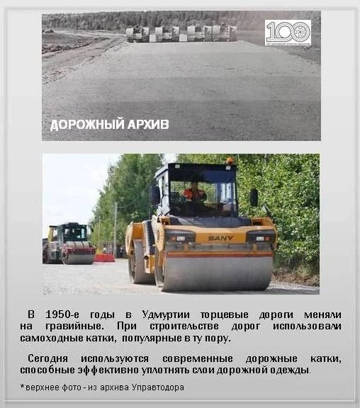 💯В год столетия дорожной отрасли Удмуртии сравниваем технику, которая работала в серед...