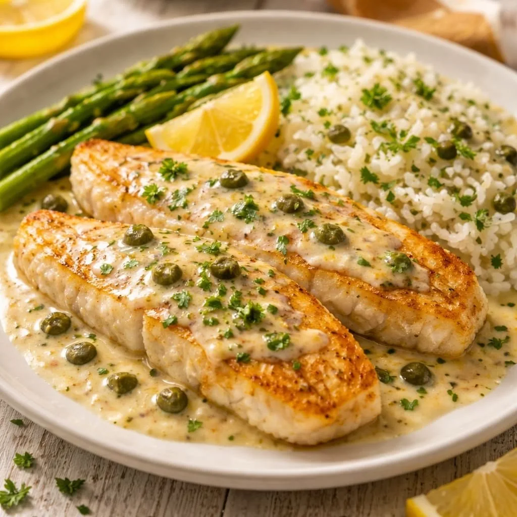 РЫБНОЕ ФИЛЕ С ЛИМОННЫМ СОУСОМ 🐟👍

Белая рыба, запечённая под соусом из лимона и сливок, с каперсам