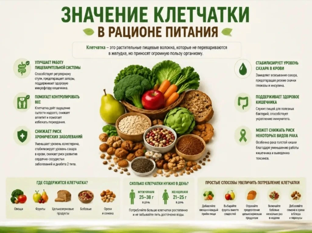 Дорогие подписчики,  сегодня поговорим о значении клетчатки в рационе питания: что это ...